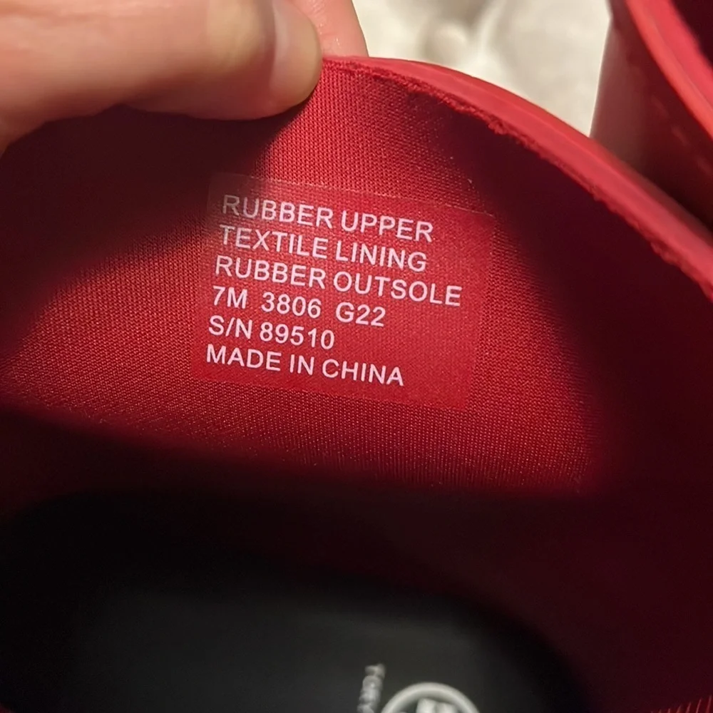 Tory Burch red ankle rain boots, new, size 7